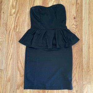 Delia*s Black Peplum Strapless Dress Size Small